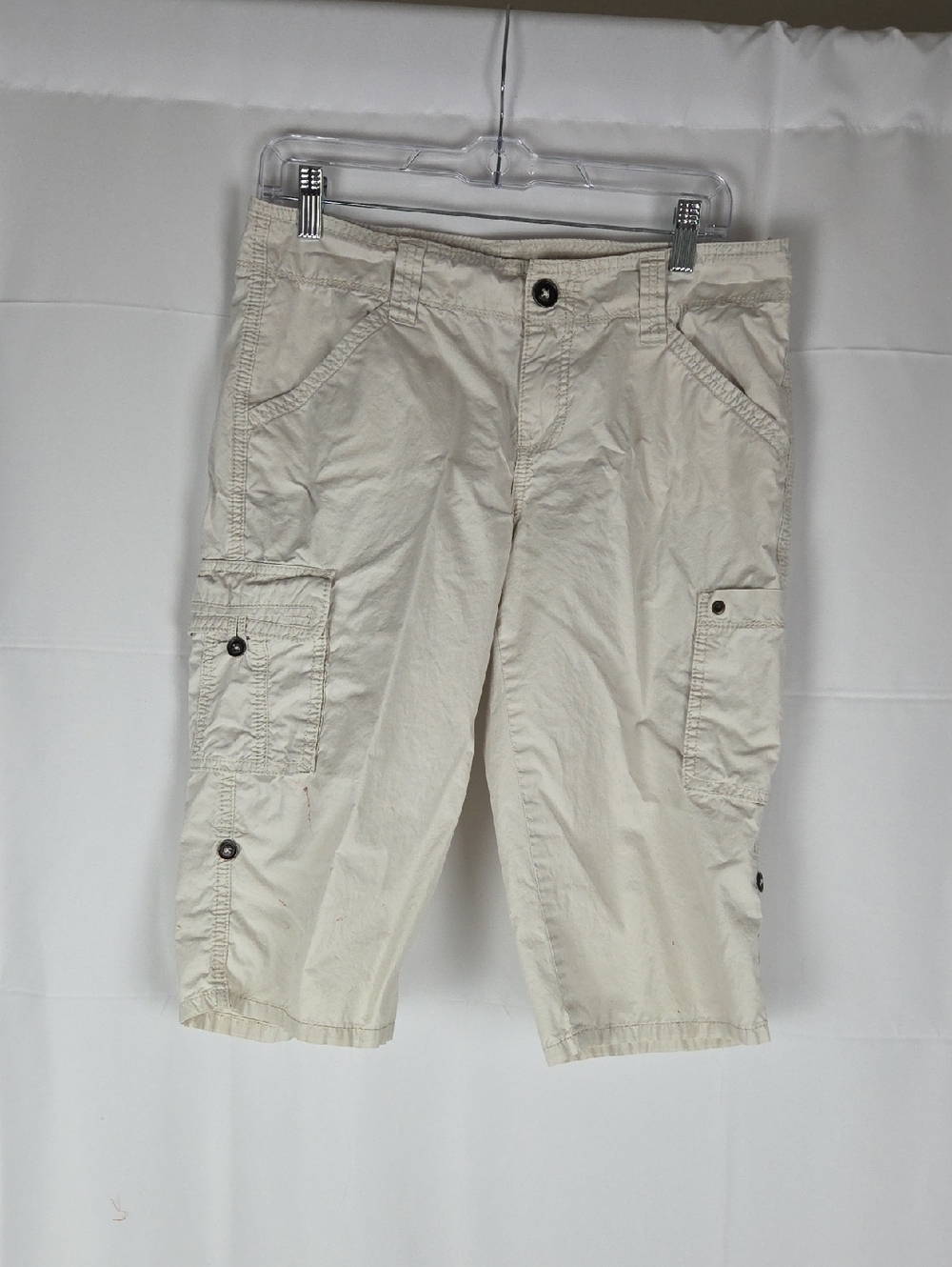 Calvin Klein Jeans Cream Cargo Shorts..distressed look.